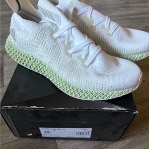 Adidas White and Light Green 4D Sneakers